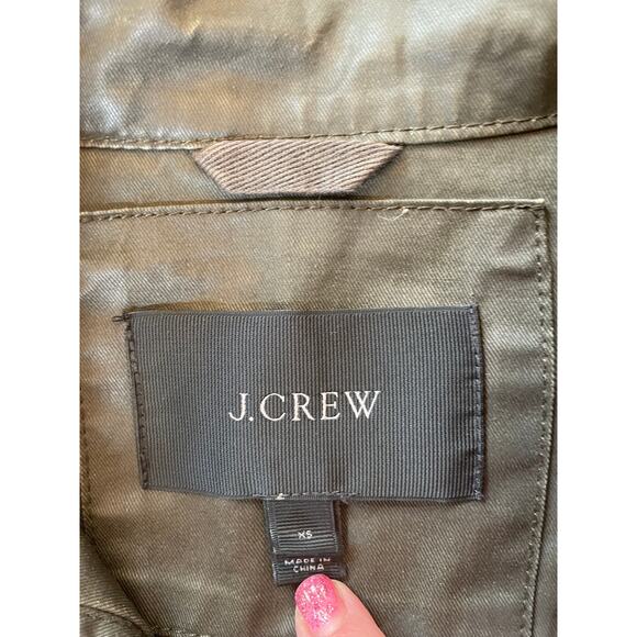 J. Crew Black Label Women XS Downtown Field Utility Jacket Wax Coated Army Green - Picture 5 of 5